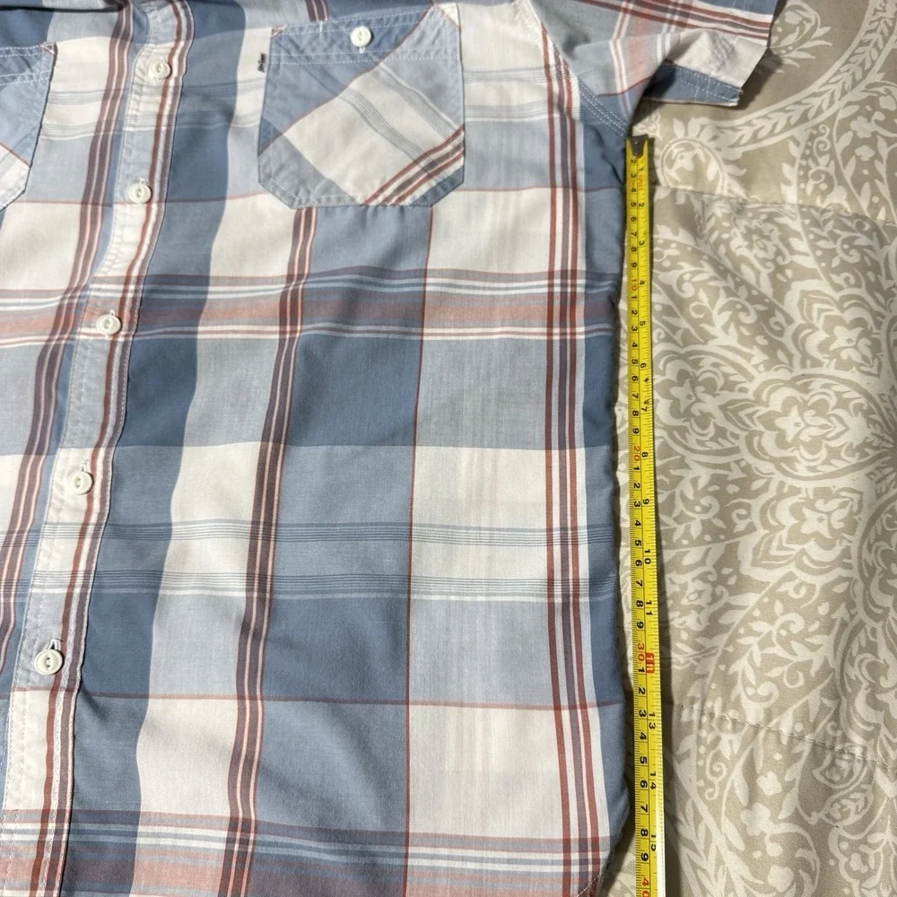Levi's Men XL Button Up Shirt XLarge Red/White/Blue Plaid‎ Short Sleeve Collar